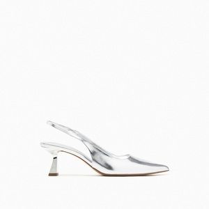 Zara Silver Kitten Heels